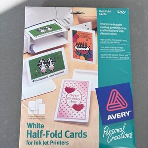 Avery 3265 Personal Creations White Half-Fold Greeting Cards Ink Jet 14Count